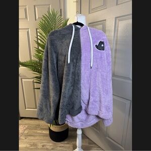 Pusheen Gray and Purple Fleece Plush Hoodie